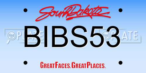 BIBS53 South Dakota License Plate