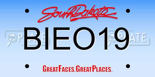 BIEO19 South Dakota License Plate