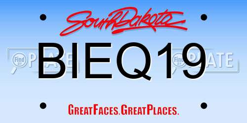 BIEQ19 South Dakota License Plate