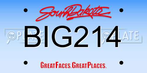 BIG214 South Dakota License Plate