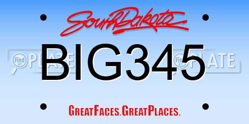 BIG345 South Dakota License Plate