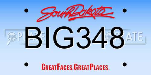 BIG348 South Dakota License Plate