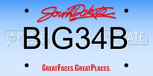 BIG34B South Dakota License Plate
