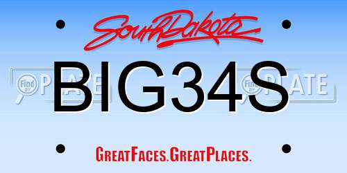 BIG34S South Dakota License Plate