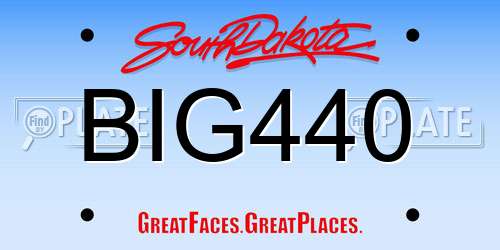 BIG440 South Dakota License Plate