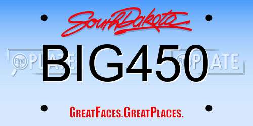 BIG450 South Dakota License Plate