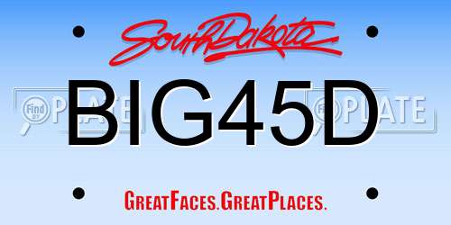 BIG45D South Dakota License Plate