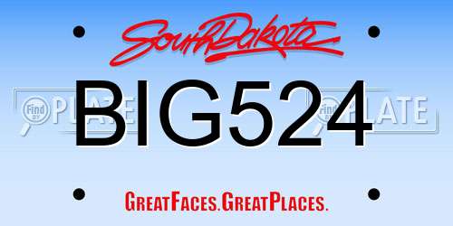 BIG524 South Dakota License Plate