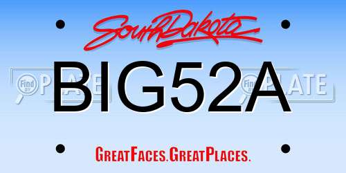 BIG52A South Dakota License Plate