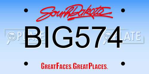 BIG574 South Dakota License Plate