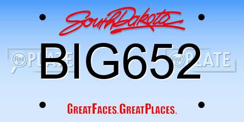 BIG652 South Dakota License Plate