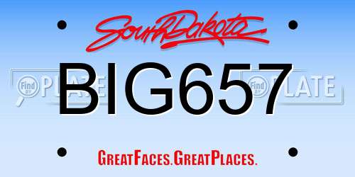 BIG657 South Dakota License Plate