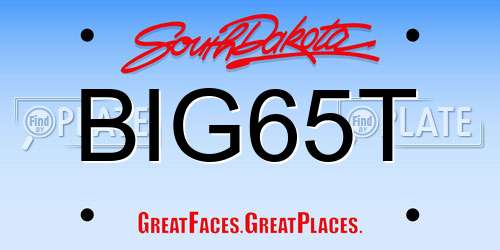 BIG65T South Dakota License Plate