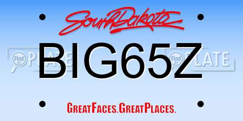 BIG65Z South Dakota License Plate