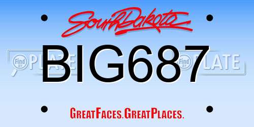 BIG687 South Dakota License Plate