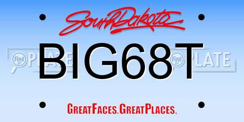 BIG68T South Dakota License Plate