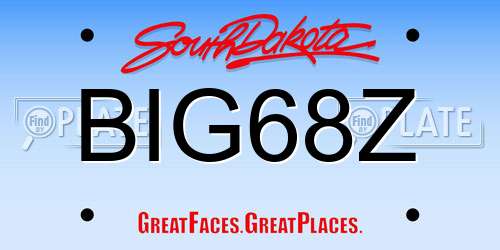 BIG68Z South Dakota License Plate