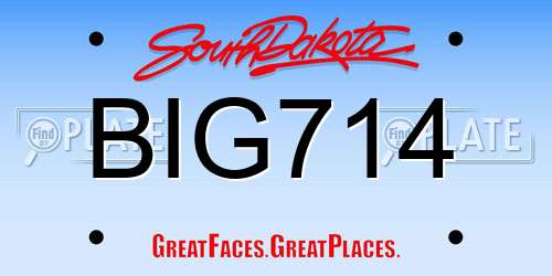 BIG714 South Dakota License Plate