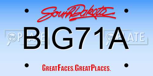 BIG71A South Dakota License Plate