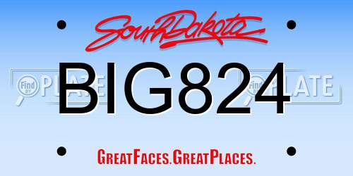 BIG824 South Dakota License Plate
