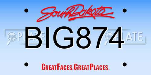 BIG874 South Dakota License Plate