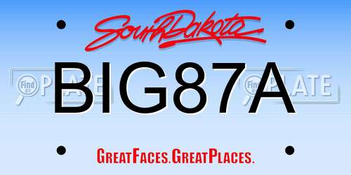 BIG87A South Dakota License Plate