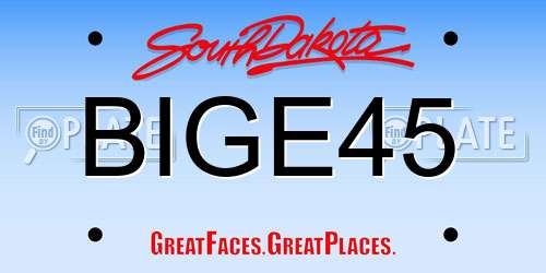 BIGE45 South Dakota License Plate
