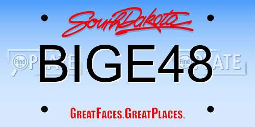 BIGE48 South Dakota License Plate