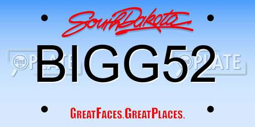 BIGG52 South Dakota License Plate
