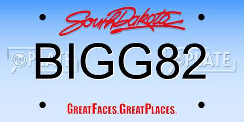 BIGG82 South Dakota License Plate