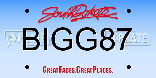 BIGG87 South Dakota License Plate