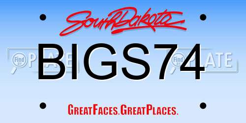 BIGS74 South Dakota License Plate