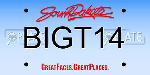 BIGT14 South Dakota License Plate