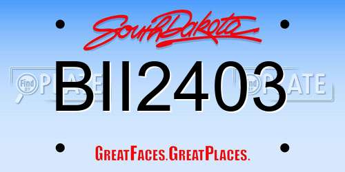 BII2403 South Dakota License Plate