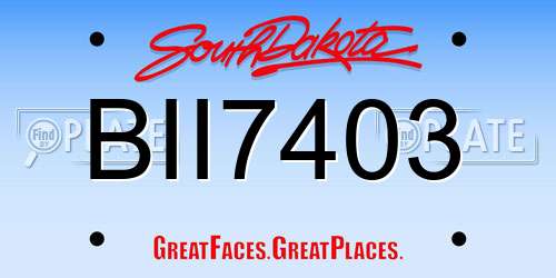 BII7403 South Dakota License Plate