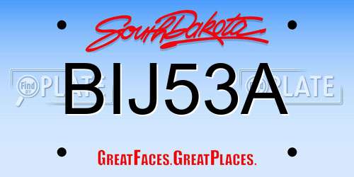 BIJ53A South Dakota License Plate
