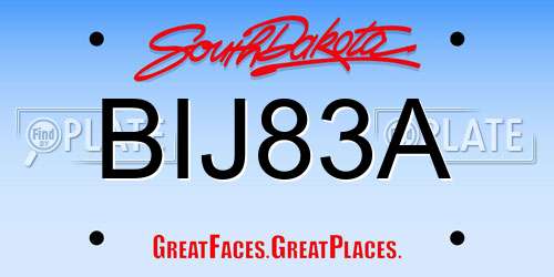 BIJ83A South Dakota License Plate