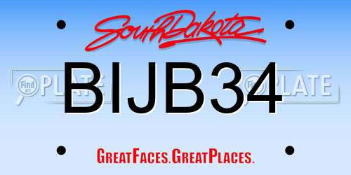 BIJB34 South Dakota License Plate