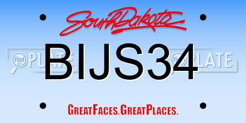 BIJS34 South Dakota License Plate