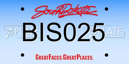 BIS025 South Dakota License Plate