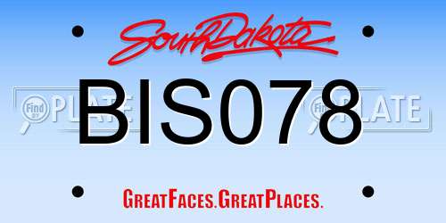BIS078 South Dakota License Plate