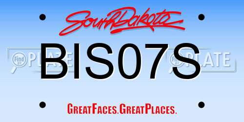 BIS07S South Dakota License Plate