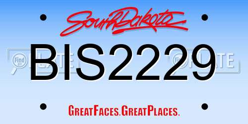 BIS2229 South Dakota License Plate