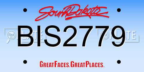 BIS2779 South Dakota License Plate