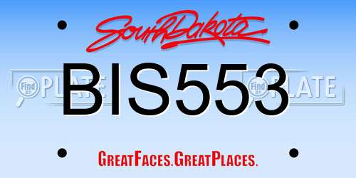 BIS553 South Dakota License Plate