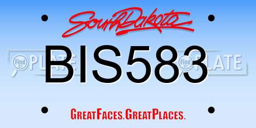 BIS583 South Dakota License Plate