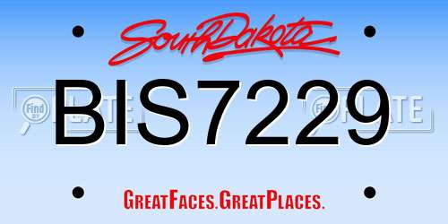 BIS7229 South Dakota License Plate