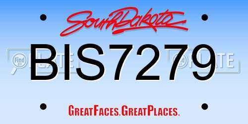BIS7279 South Dakota License Plate