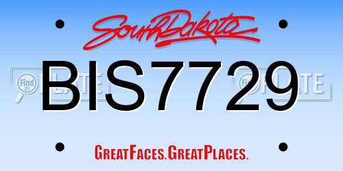 BIS7729 South Dakota License Plate