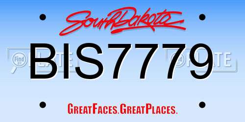 BIS7779 South Dakota License Plate